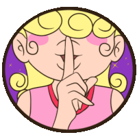 a cartoon drawing of a girl holding her finger to her mouth