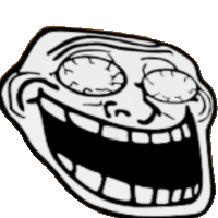 a troll face with a big smile on it