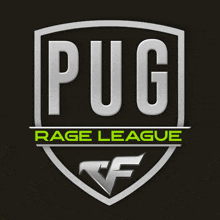 a logo for the pug rage league against a black background