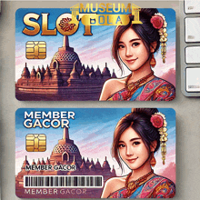 a card that says member gacor on it with a woman on it