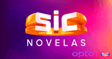 a logo for sic novelas with a purple background