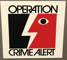 a sticker for operation crime alert has a lightning bolt and an eye