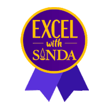 a purple badge that says excel with snda