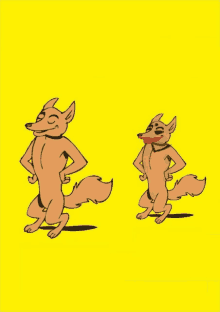 two cartoon foxes standing next to each other with their eyes closed