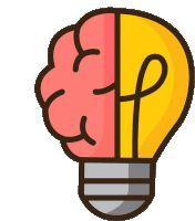 a cartoon drawing of a light bulb with a brain in the middle