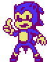 a pixel art drawing of sonic the hedgehog in a blue suit .