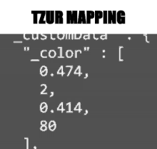 a black screen with white text that says tzur mapping on it