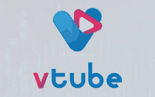 a logo for vtube with a heart and play button on it