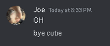 a message from joe today at 8:33 pm