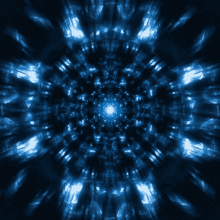 a blue kaleidoscope with a glowing center