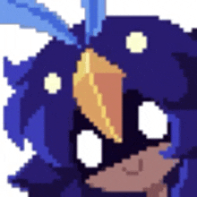 a pixel art drawing of a bird with a long beak