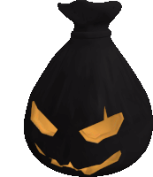 a black bag with a yellow face carved into it