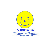 a yellow smiley face with blue tears and the word memories