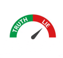 a green and red speedometer with the words truth and lie on it .