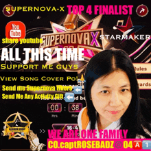 a poster for supernova-x top 4 finalist shows a woman