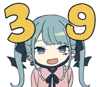 a drawing of a girl with the number 39 behind her