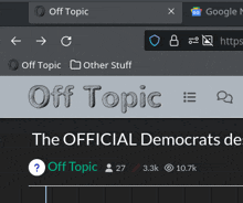 a screenshot of the off topic page on a computer screen