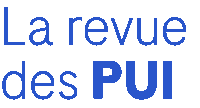 a blue and white logo for la revue des puil