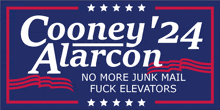 a blue sign that says ' cooney 24 alarcon ' on it