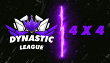 a logo for the dynastic league with a purple lightning bolt