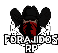 a logo for forajidos rp shows a cowboy with a red scarf around his face