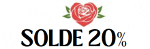 a sign that says solde 20 % with a rose in the background