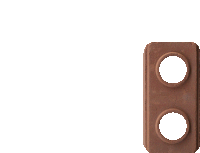 a brown brick with two circles in it on a white background