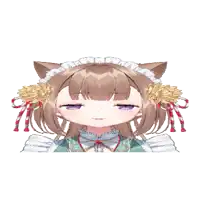 a girl with cat ears and flowers in her hair is smiling with her eyes closed