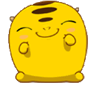 a yellow cartoon character with a smiley face and a brown spot on its head .