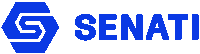 a blue logo with the word senati in white letters