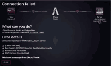 a screen shows a connection failed message