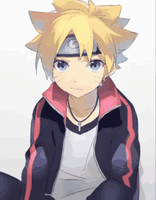 a drawing of a boy wearing a headband and a jacket