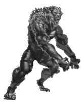 a black and white drawing of a werewolf with a gun .