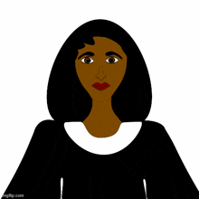 a cartoon drawing of a woman with a white collar