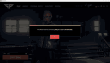 a screenshot of a video game with an error message