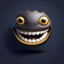 a 3d rendering of a cartoon character with a big smile .