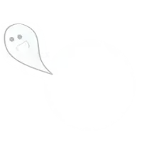 a cartoon ghost with a sad face is flying in the air on a white background .