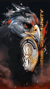 a painting of an eagle holding a coin that says ' reverse community ' on it