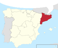 a map of spain with the province of barcelona highlighted