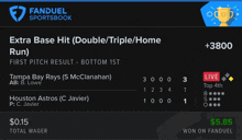 a screenshot of a fanduel sportsbook showing the extra base hit