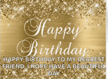 a gold background with the words happy birthday on it