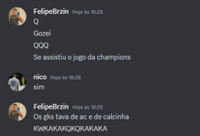 a screenshot of a conversation between felipe brzin and nico