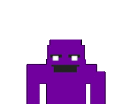 a pixel art drawing of a purple monster with a black face and arms .