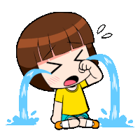 a cartoon drawing of a girl crying with tears coming out of her eyes