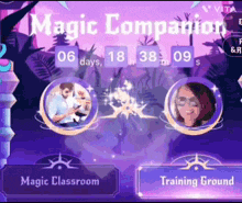 a purple background with the words magic companion