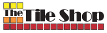 a logo for the tile shop with red and yellow blocks