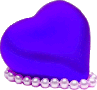 a purple heart surrounded by pearls on a white background