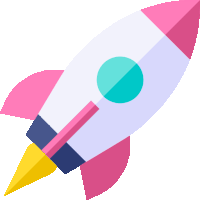 an illustration of a rocket with a blue circle in the center