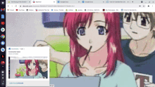 a computer screen shows a screenshot of a girl holding a poke stick