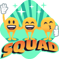 a group of smiley faces holding hands with the word squad behind them